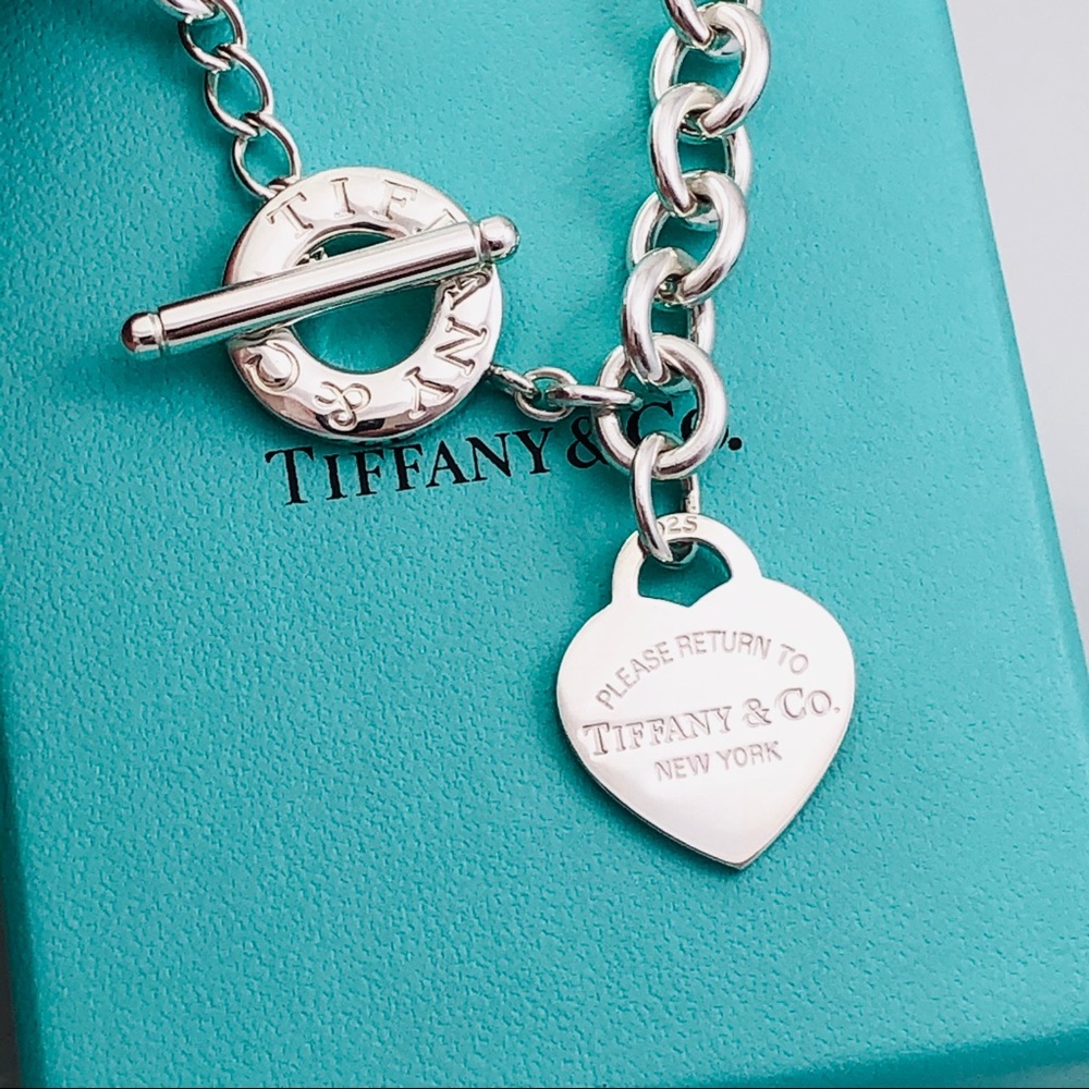Authentic Please Return to Tiffany Heart Tag Toggle Necklace Sterling Silver - Picture 1 of 7